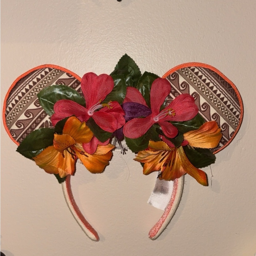 Disney Floral Ears Headband with Orange and Purple Accents